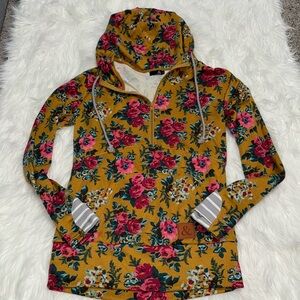 Floral 1/4 zip hoodie